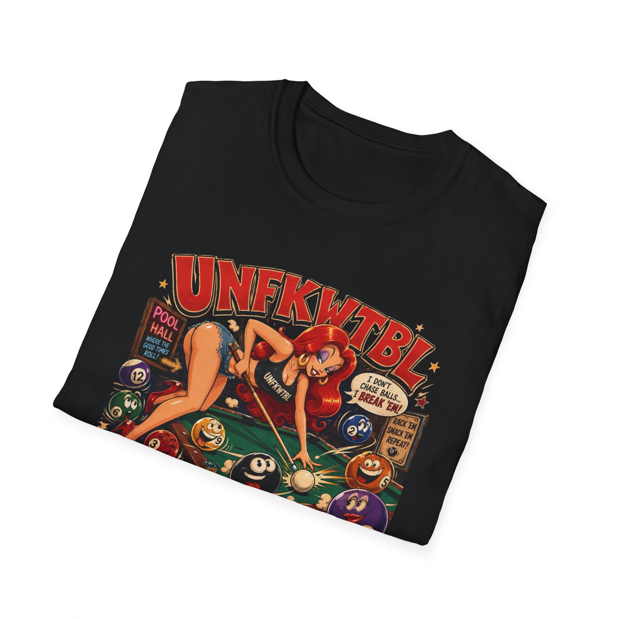 Pinup Pool Shark T-Shirt — "UNFKWTTBL" Vintage Billiards Graphic Tee