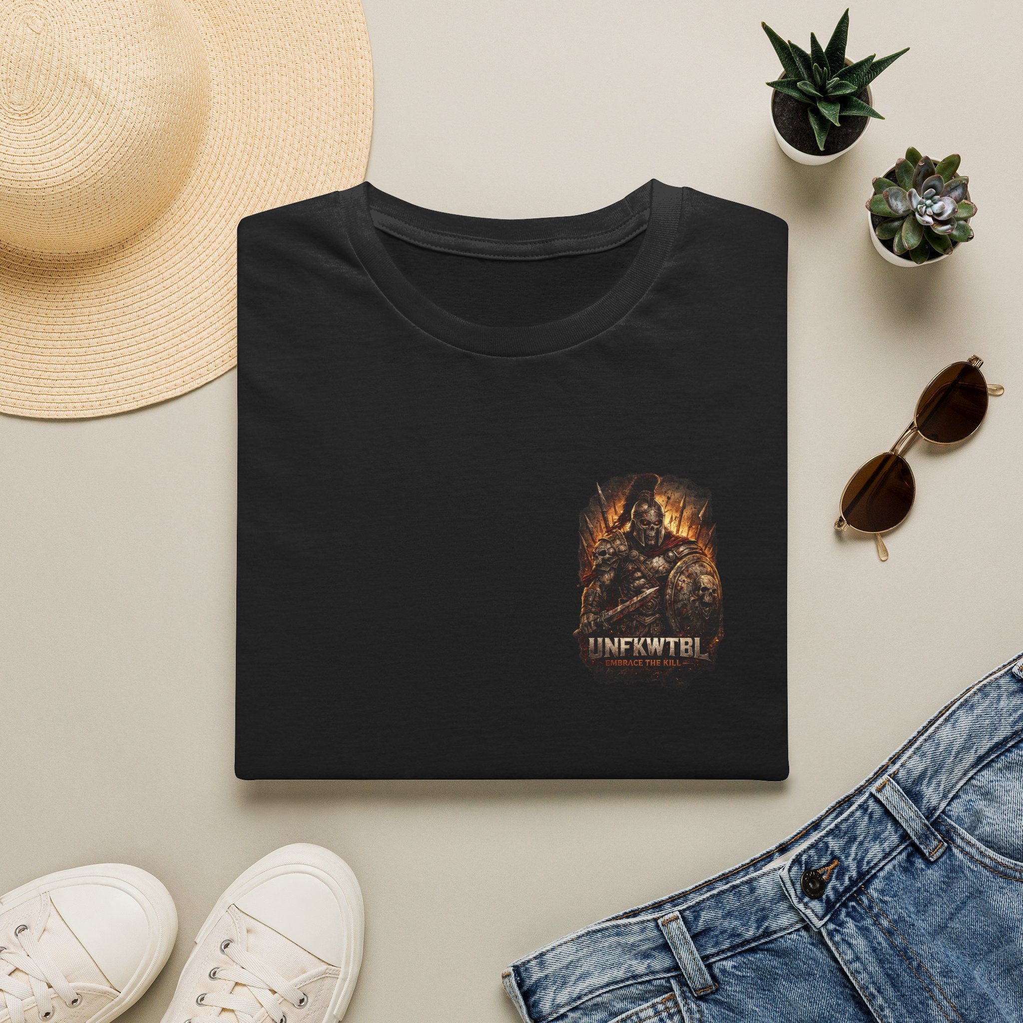 Spartan Dark Warrior Graphic T-Shirt — Vintage Grim Knight Design