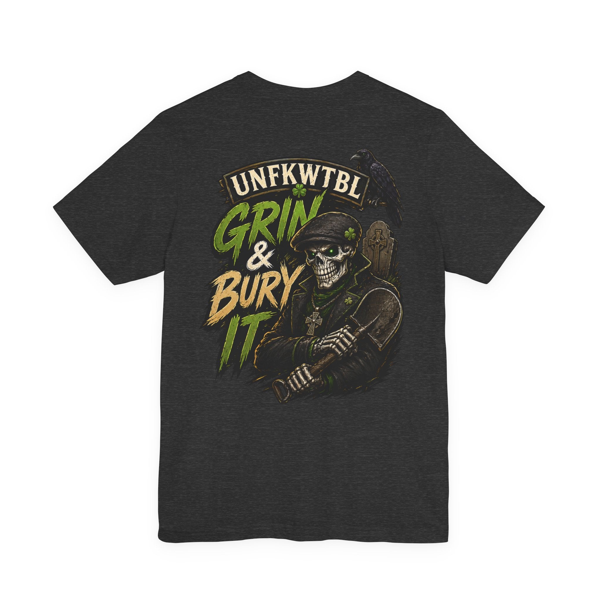 Grin & Bury It Skull Tee — Gothic Horror Graphic T-Shirt