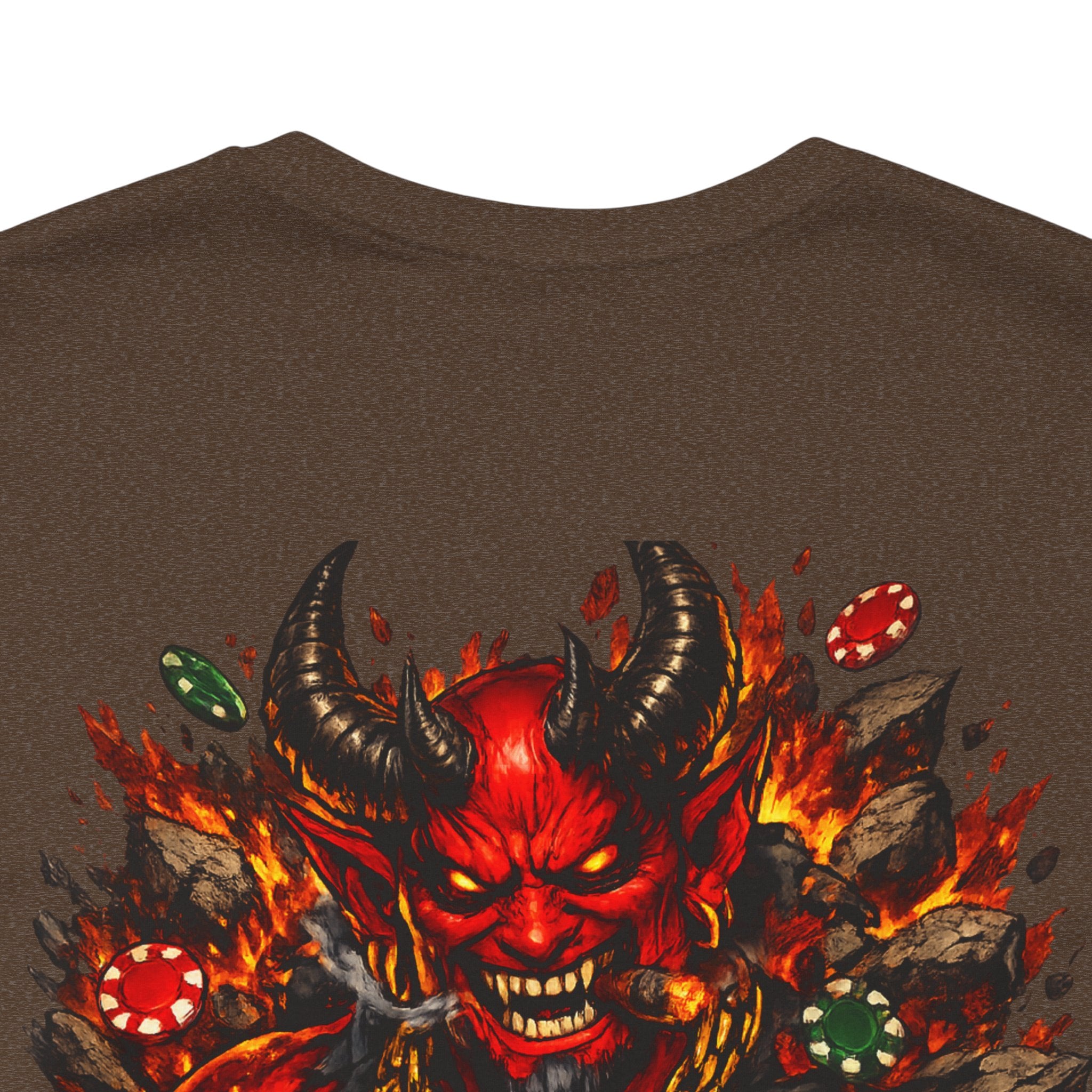 Devil Poker Tee — Fiery Demon Back Graphic T-Shirt