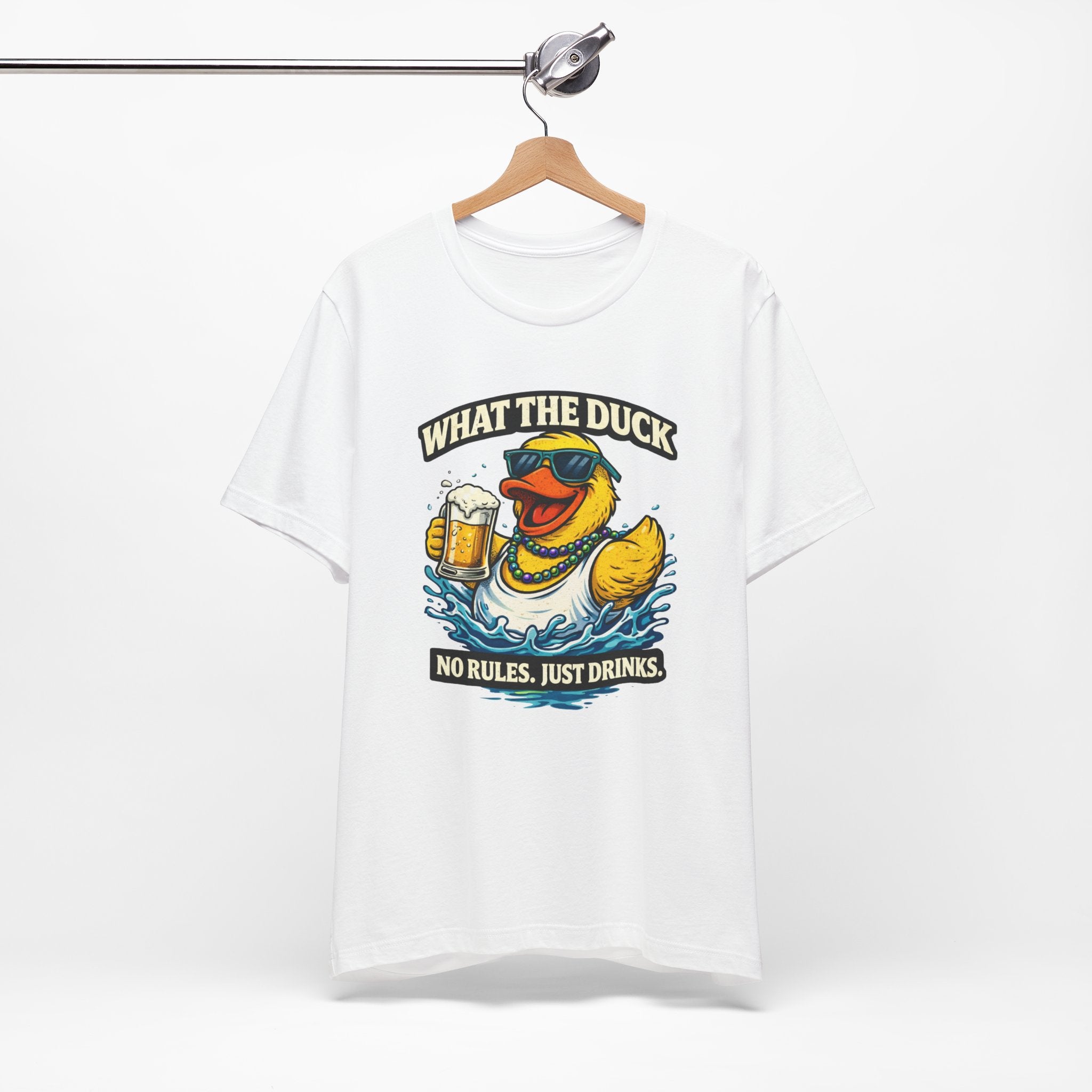 What The Duck Tee — 'No Rules, Just Drinks' Funny Beer Duck T-Shirt