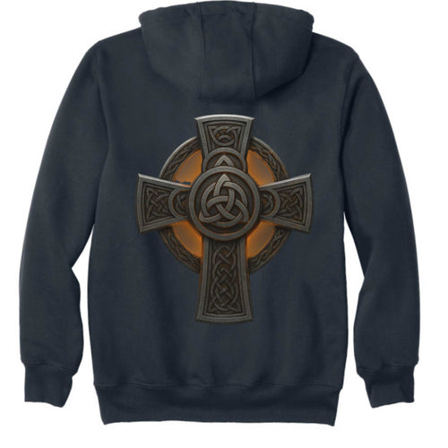 Carhart Hoodie Celtic cross design, heavyweight, water-repellent, with hood and front pockets