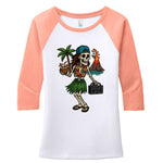 District DM136L Women's Perfect Tri 3/4 sleeve raglan T-shirt with Beach Girls Go Wild design