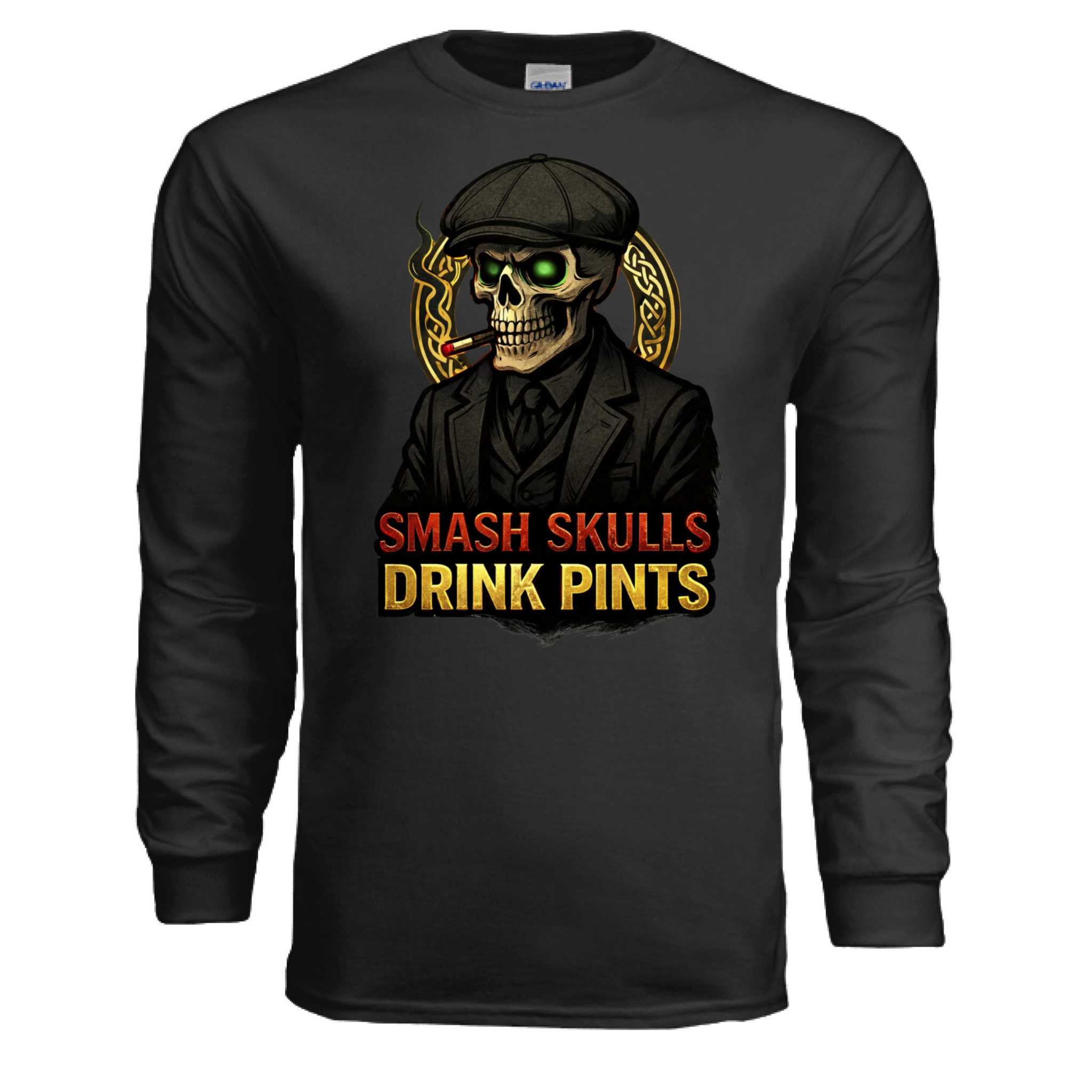 Peaky Blinders UNFKWTBL long sleeve Gildan G240 cotton shirt in ash grey with ribbed cuffs and taped shoulders