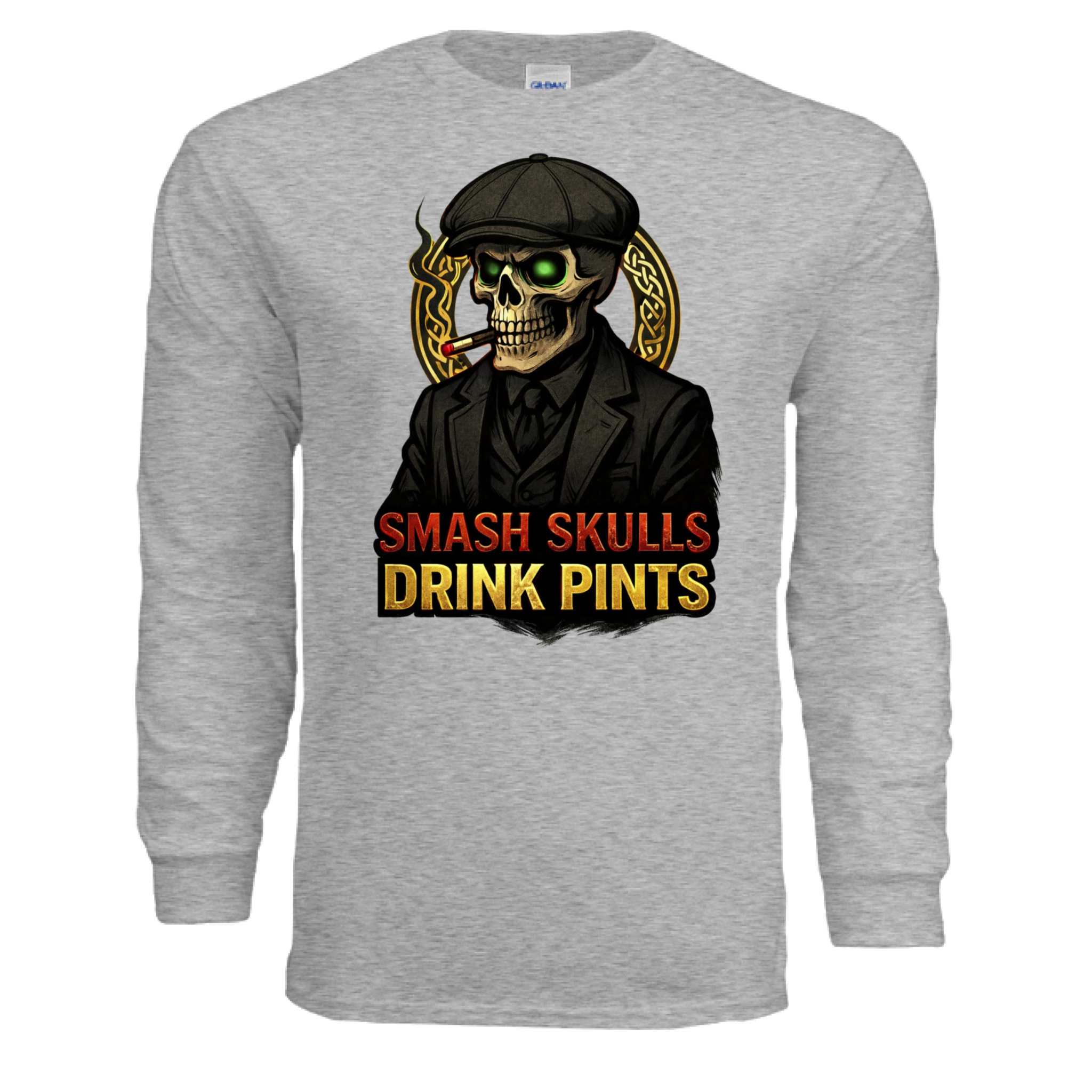 Peaky Blinders UNFKWTBL long sleeve Gildan cotton t-shirt in grey with ribbed cuffs and classic fit