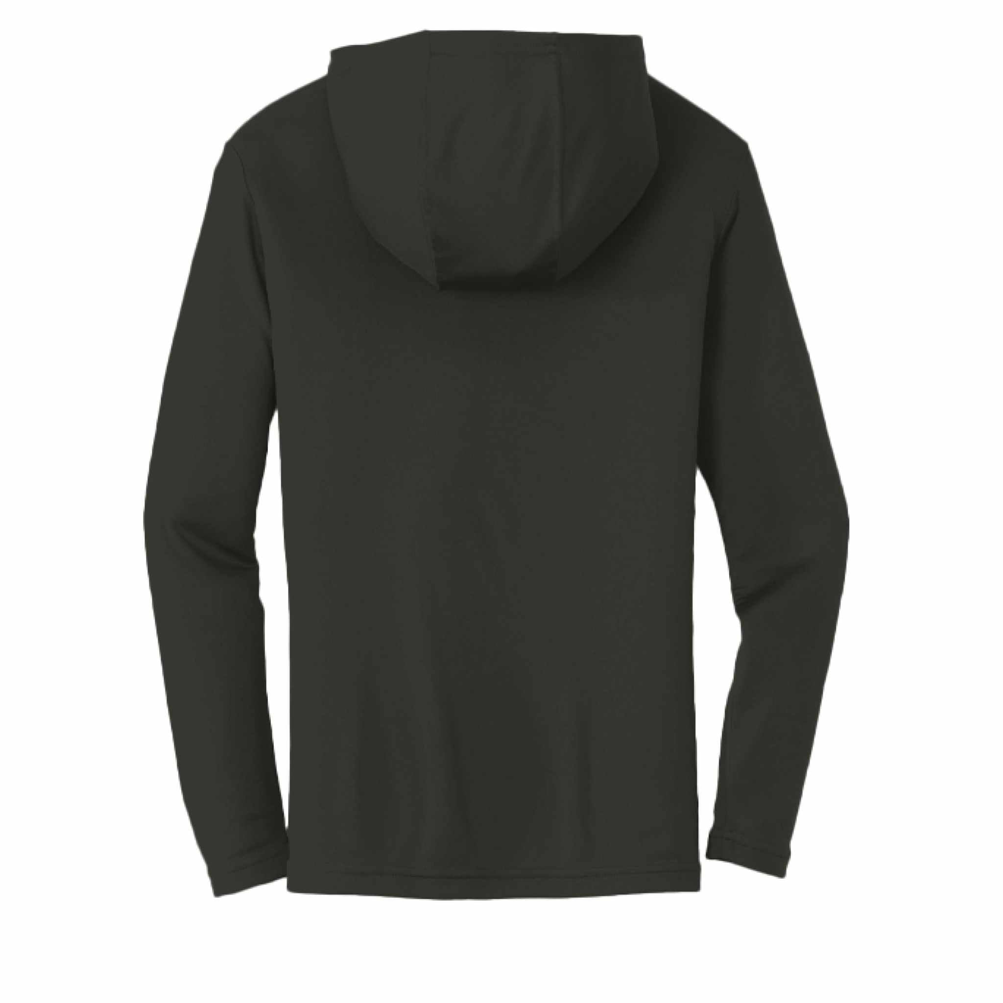 Team 365 TT41 Men's Zone Performance Hoodie in black with attached hood and moisture-wicking fabric