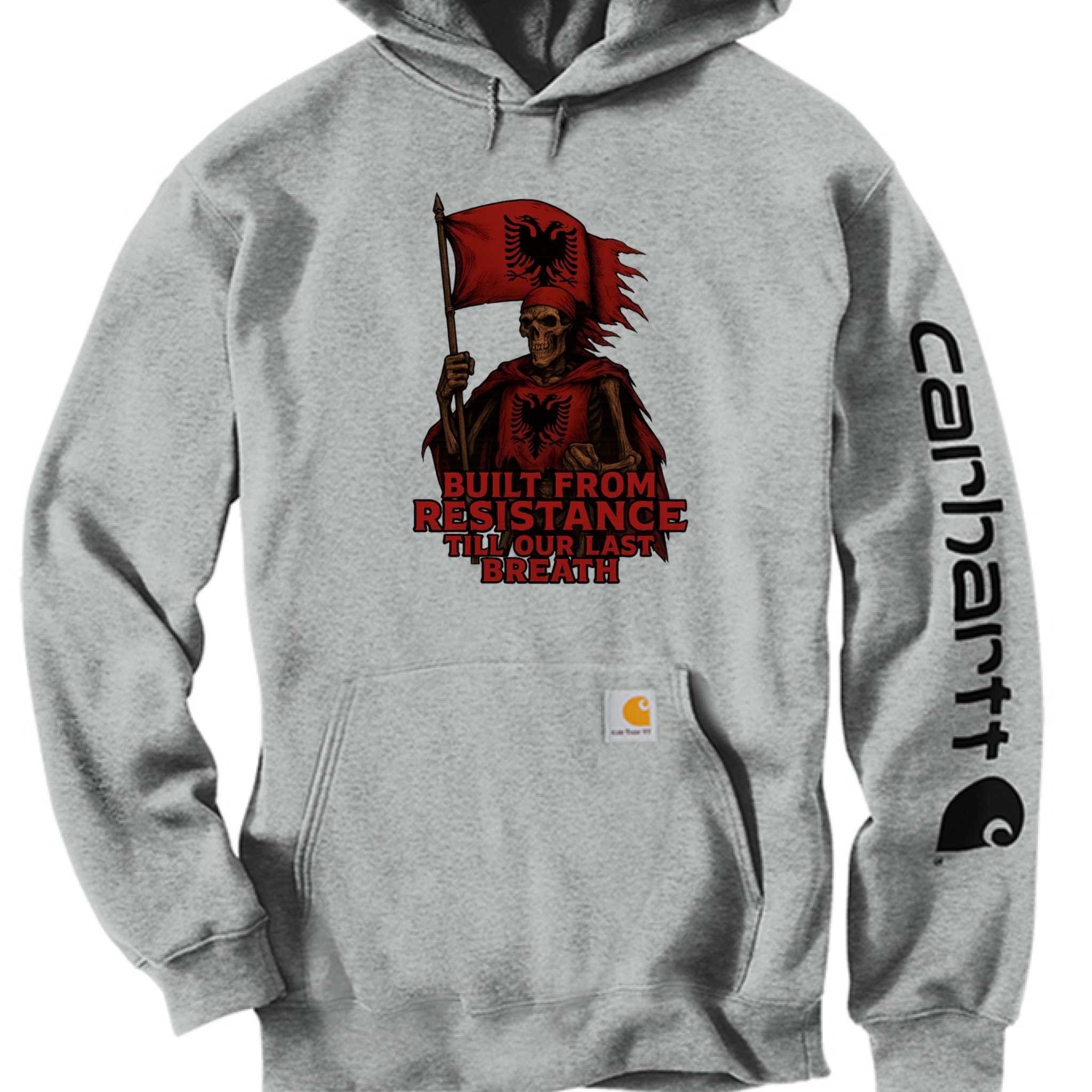 Carhartt CTK288 midweight hooded sweatshirt with logo and front pocket in Heather Gray
