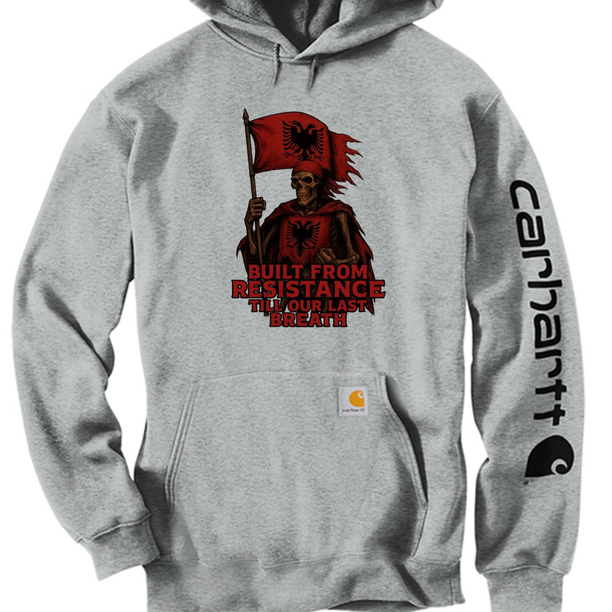 Carhartt CTK288 midweight hooded sweatshirt with logo and front pocket in Heather Gray