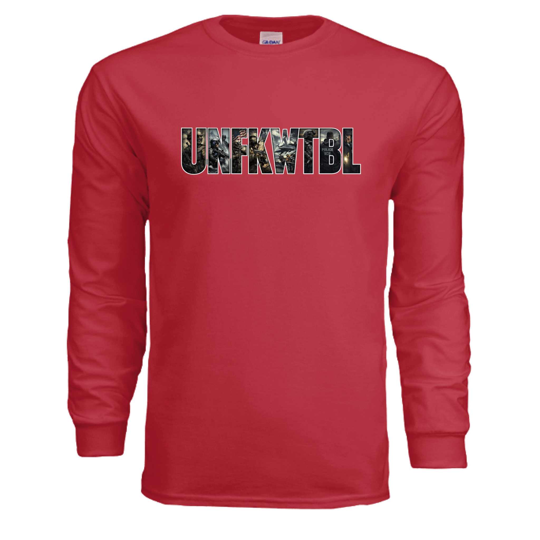 Military style long sleeve shirt made from premium USA cotton with durable stitching and ribbed cuffs.
