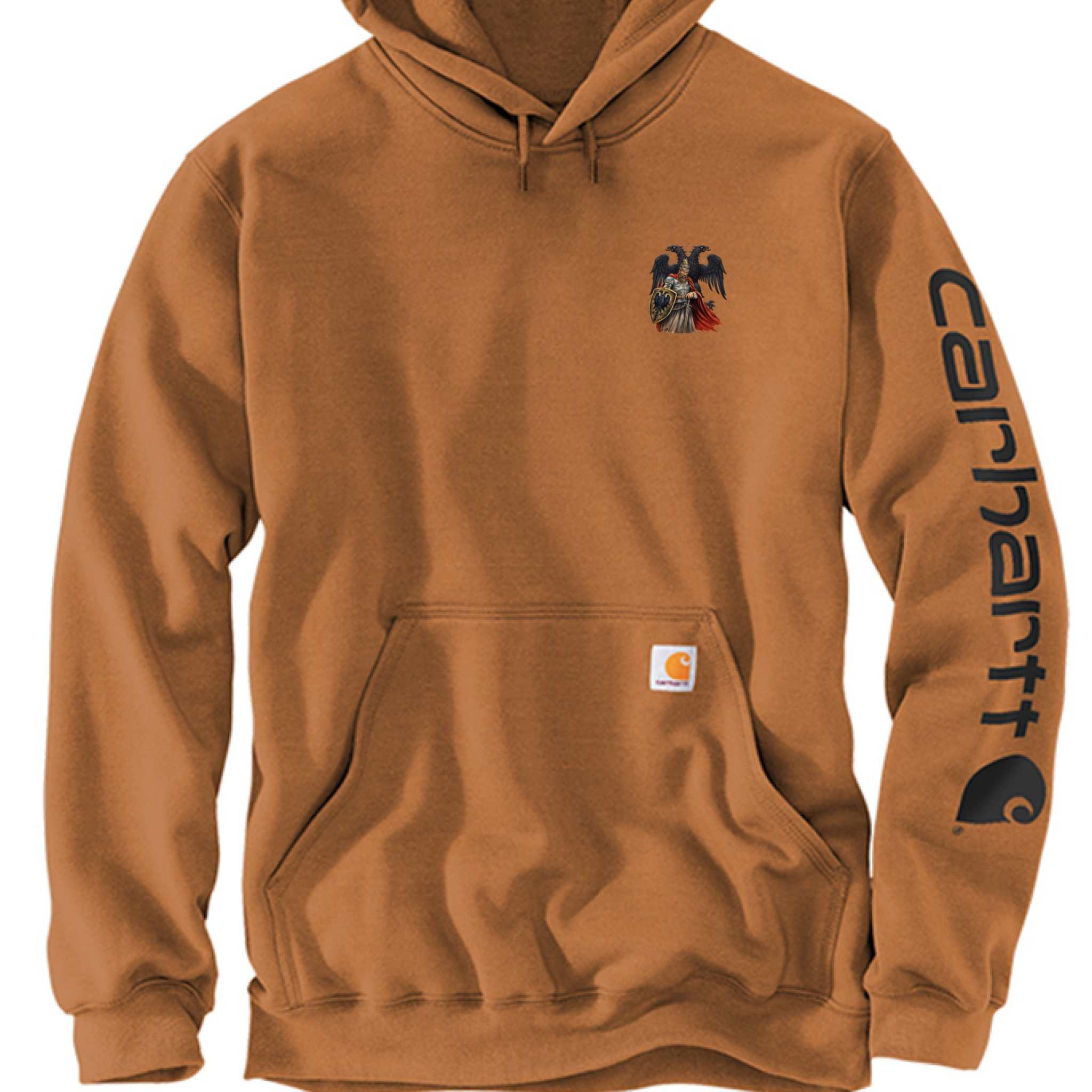 Carhartt CTK288 Martini Carhartt midweight hooded logo sweatshirt in carbon heather with logo on sleeve and front pocket