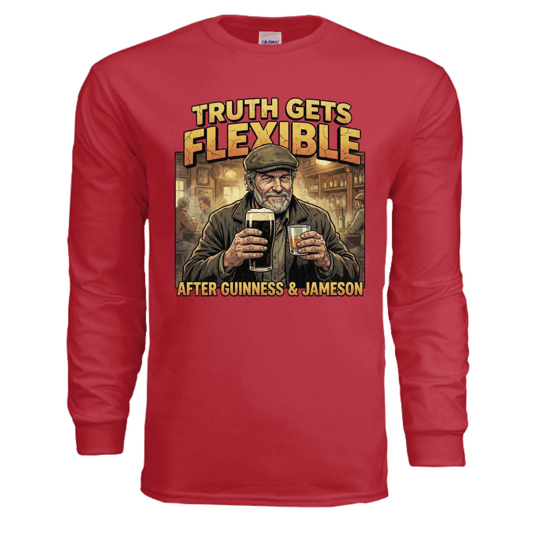 Gildan G240 Adult Ultra Cotton long-sleeve t-shirt with Truth Gets Flexible design in ash grey