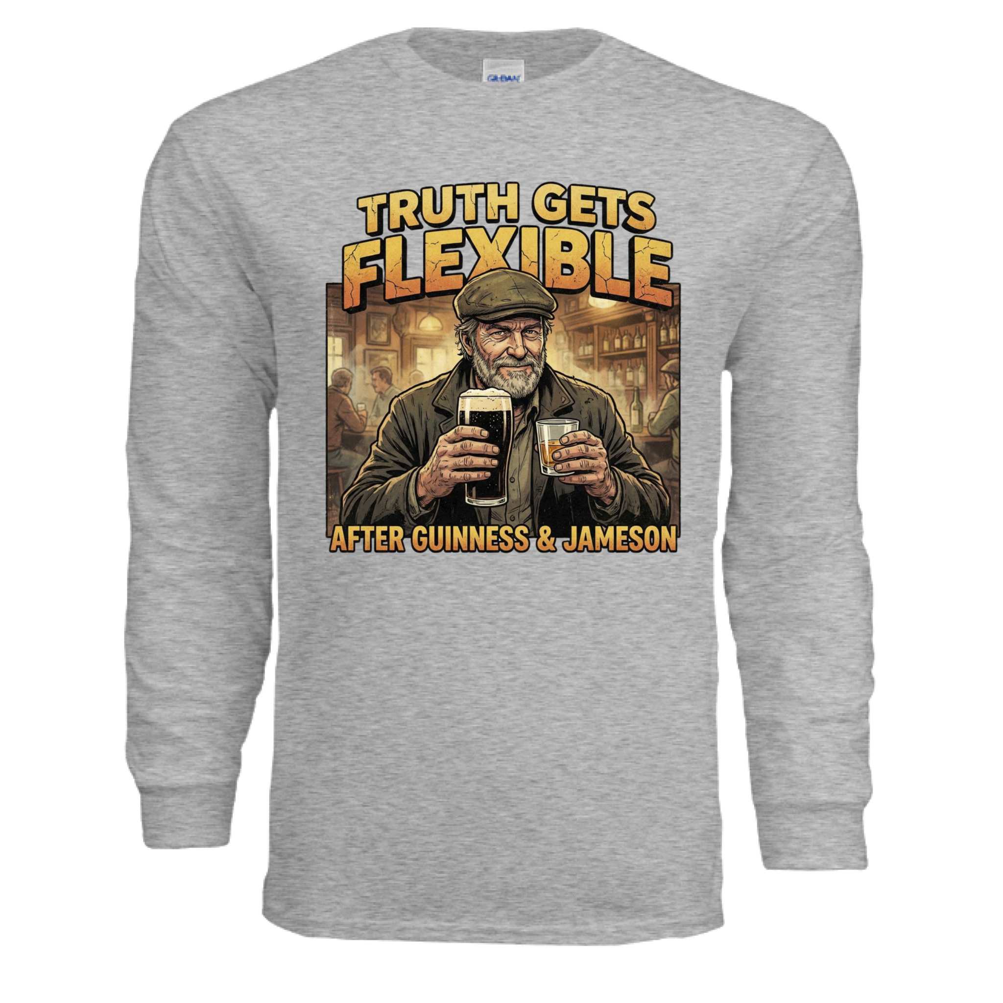 Gildan G240 Adult Ultra Cotton long-sleeve t-shirt in ash grey with ribbed cuffs and classic fit
