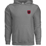 Independent Trading Co. SS4500 midweight hooded sweatshirt in grey heather with front pouch pocket and double-needle seams